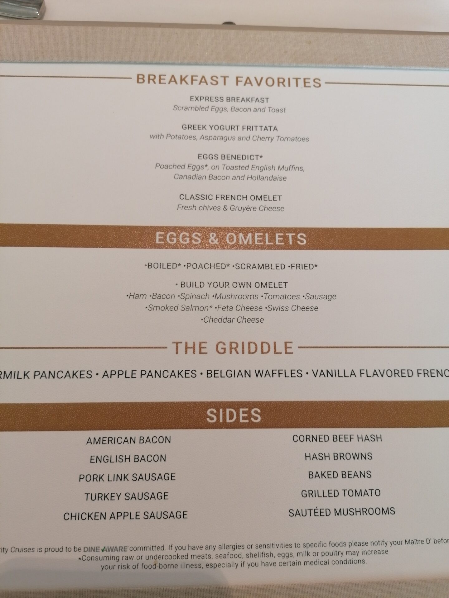 celebrity reflection main dining room menu